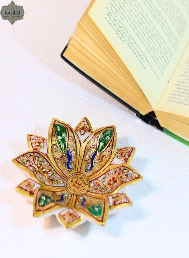 بروش زهرة اللوتس المزخرف من كاليكو، مطلي بالذهب ومزين باللؤلؤ والمينا، متعدد الألوان - Image 5