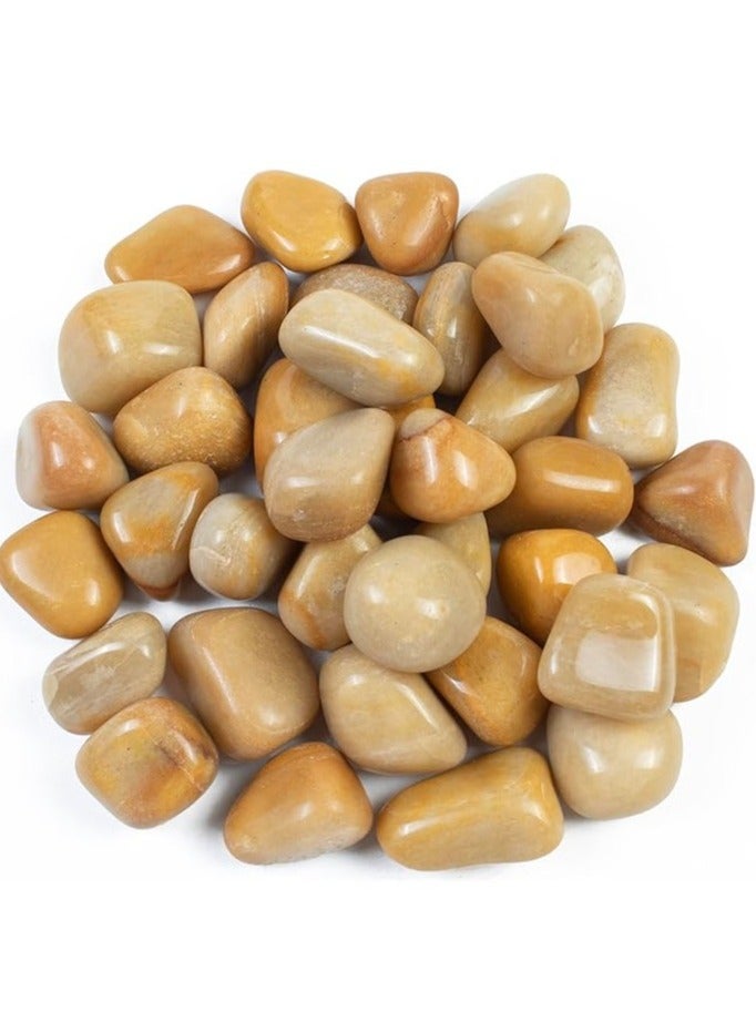 vsell24 2-4 cm Large Yellow River Rocks: Natural Pebbles for Landscaping, High Polished Decorative Stones for Indoor Plants 3KG  - Image 1