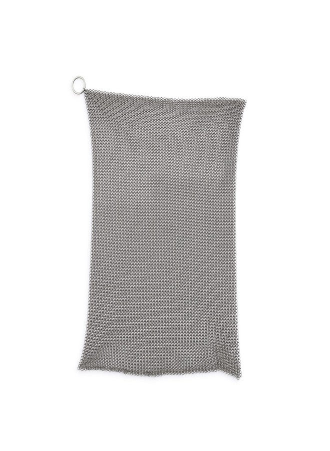 Barebones Fine Stainless Steel Cleaning Mesh Scrubber - Cast Iron Cleaner - Grill Accessories, Scrub Brush, Cast Iron Brush, Chainmail Skillet Cleaner - Image 1