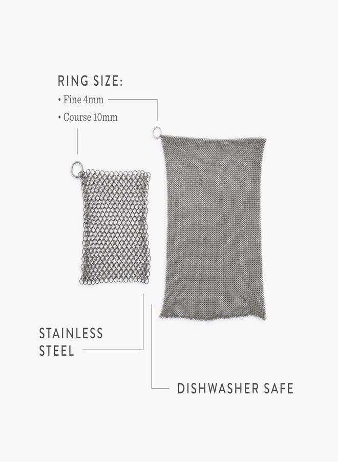 Barebones Fine Stainless Steel Cleaning Mesh Scrubber - Cast Iron Cleaner - Grill Accessories, Scrub Brush, Cast Iron Brush, Chainmail Skillet Cleaner - Image 4