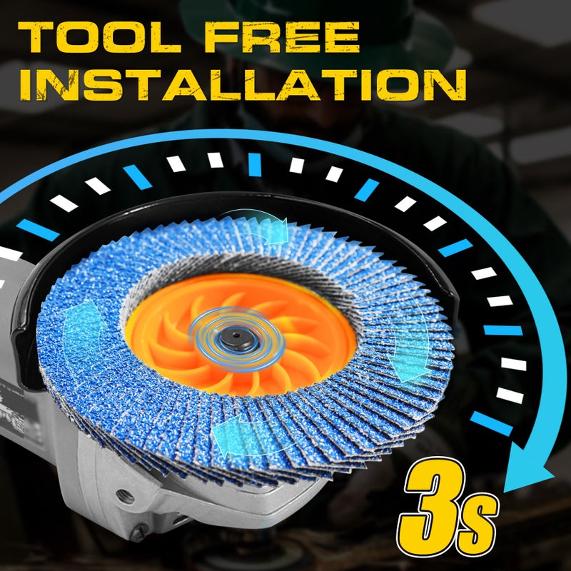 PRETEC Flap Discs 4 1/2 for Angle Grinder no Tools Installation 40 Grit, 4.5" x 7/8" High Density Trimmable Zirconia Type 27 Flap Sanding Disc for Grinding, Rust Removal and Sanding (10 Pack) - Image 4