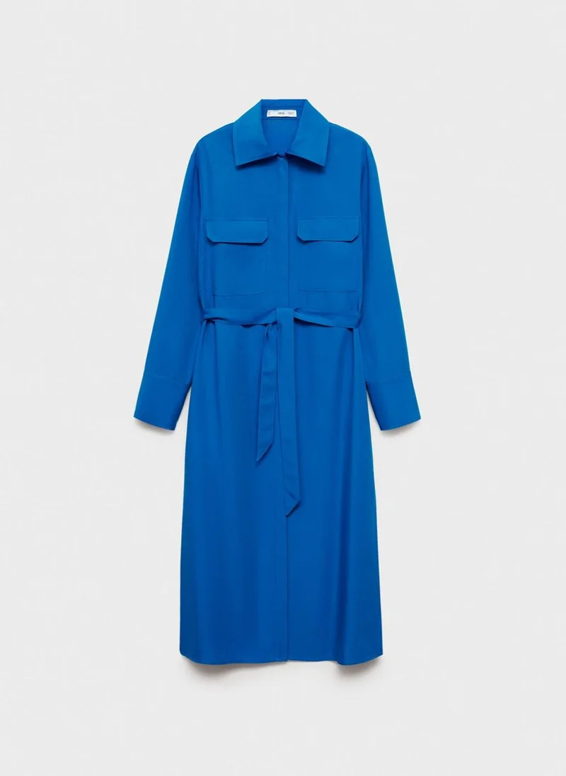 MANGO Lyocell Shirt Dress With Bow