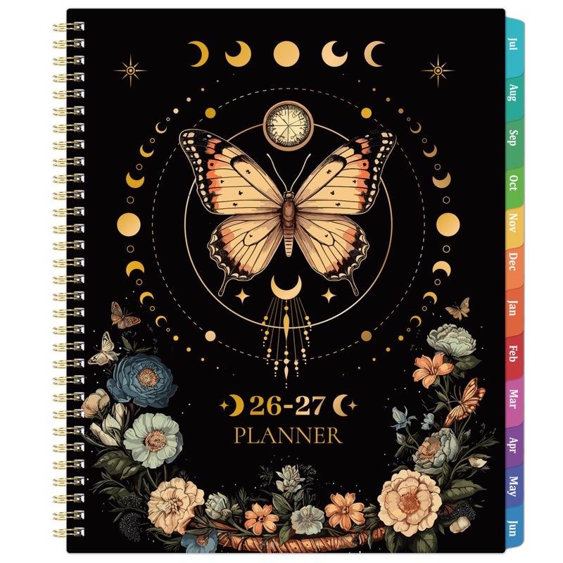 Pinchoco Planner 2026-2027 - Academic Planner, July 2026 - June 2027, 9" x 11", 2026-2027 Planner Weekly and Monthly, Colorful Tabs, Back Pocket, Perfect Daily Organizer - Butterfly - Image 1