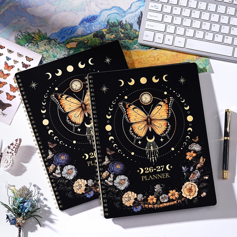 Pinchoco Planner 2026-2027 - Academic Planner, July 2026 - June 2027, 9" x 11", 2026-2027 Planner Weekly and Monthly, Colorful Tabs, Back Pocket, Perfect Daily Organizer - Butterfly - Image 2