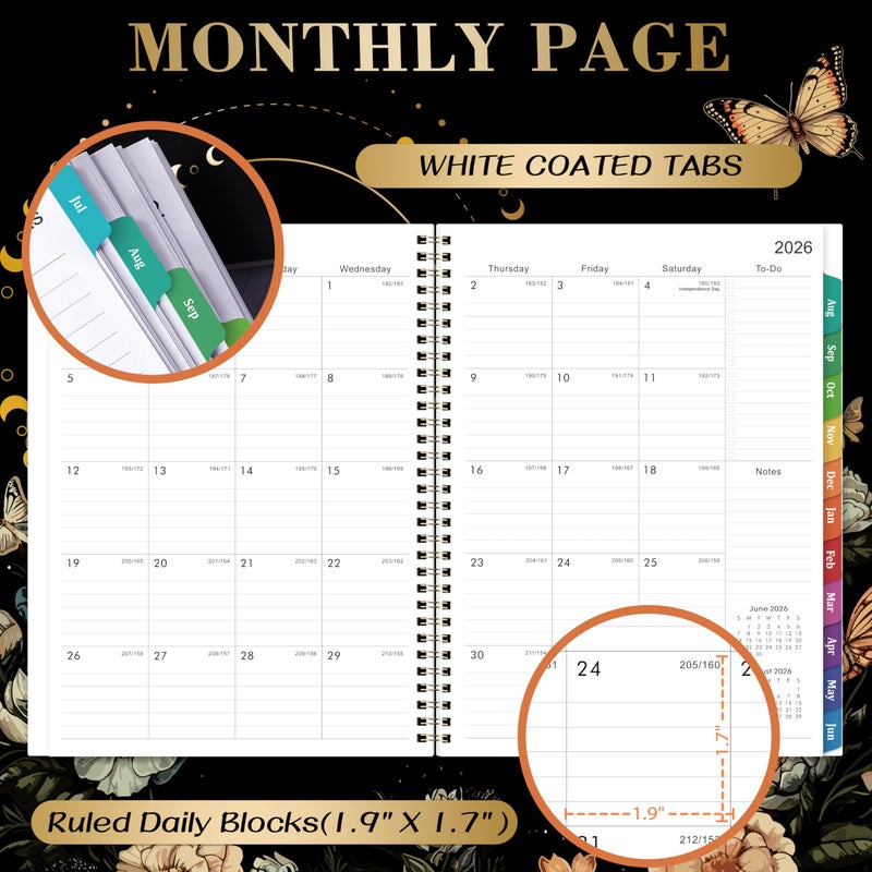 Pinchoco Planner 2026-2027 - Academic Planner, July 2026 - June 2027, 9" x 11", 2026-2027 Planner Weekly and Monthly, Colorful Tabs, Back Pocket, Perfect Daily Organizer - Butterfly - Image 4