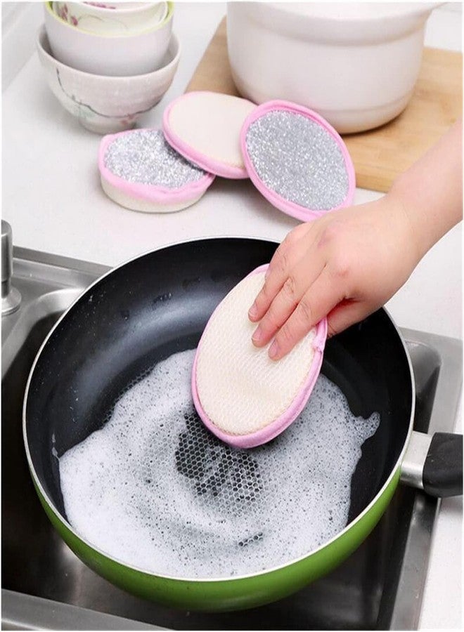 KRYLAR- Multi-Purpose Kitchen Double Side Round Dishwashing Sponge Scrubber Rag Dish Pad Cleaner Home Kitchen Cleaning Tool Sponges,Household Cleaning Tools for Kitchen Bathroom(Pack of 5) - Image 3