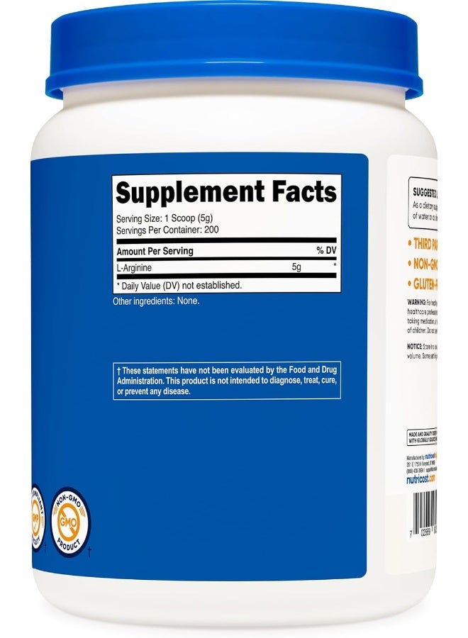 Nutricost L-Arginine Powder 1Kg - Pure L-Arginine, 5G Per Serving  - Image 4