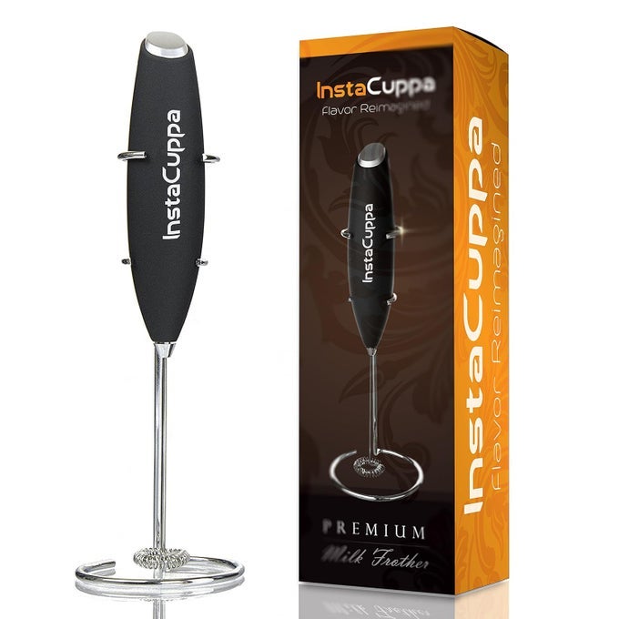 MILK FROTHER FOR COFFEE HANDHELD BATTERYOPERATED FROTH COFFEE BEATER ELECTRIC PORTABLE FOAM MAKER FOR CAPPUCCINO AUTOMATIC HAND STIRRER WITH STAINLESS STEEL EGG WHISKER AND STAND