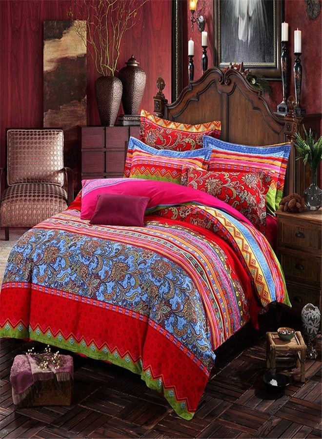 ABREEZE Bohemian Duvet Cover Set Boho Cotton Bedding King Duvet Cover Set Colorful Boho Striped Bedding Set 1 Duvet Cover & 2 Pillowcases, No Comforter - Image 1