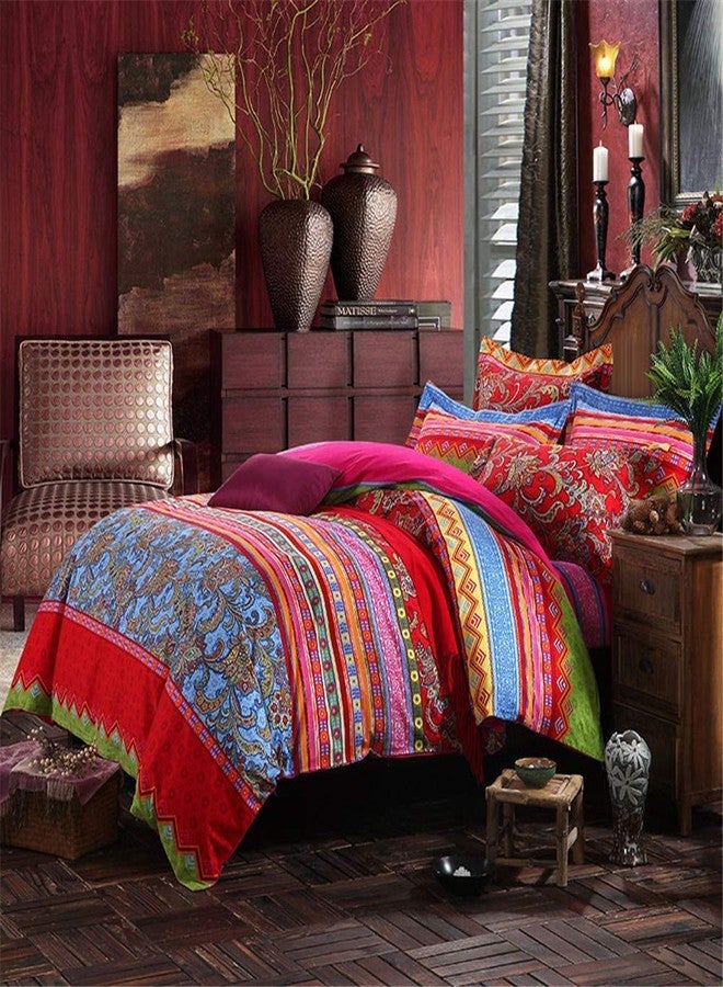 ABREEZE Bohemian Duvet Cover Set Boho Cotton Bedding King Duvet Cover Set Colorful Boho Striped Bedding Set 1 Duvet Cover & 2 Pillowcases, No Comforter - Image 2