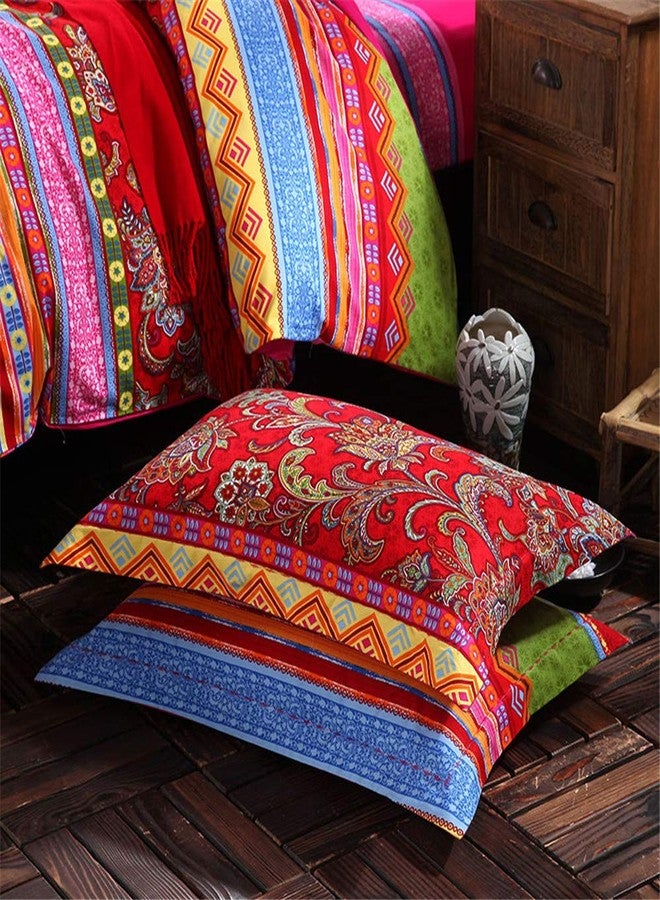 ABREEZE Bohemian Duvet Cover Set Boho Cotton Bedding King Duvet Cover Set Colorful Boho Striped Bedding Set 1 Duvet Cover & 2 Pillowcases, No Comforter - Image 4