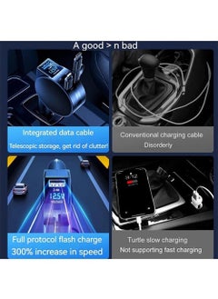 EzzySo 12/24V 60W Fast Car Charger with Retractable Charging Cable Fast Car Power Adapter PD20W for iPhone Type C 40W Car Bluetooth USB Charger Plug with iPhone,Samsung,Galaxy,Huawei,Xiaomi  - Image 5