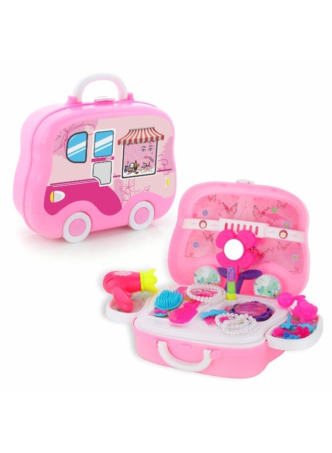 Chanak Beauty Set Suitcase On Wheel, The Ultimate Beauty Set On Wheels for Girls, Makeup Kit is Easy to Clean & Use, Portable Beauty Set with 23 Pieces for 3 Years  (Beauty Set Suitcase) - Image 2