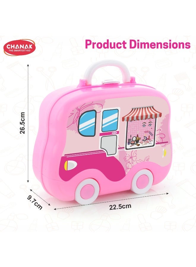 Chanak Beauty Set Suitcase On Wheel, The Ultimate Beauty Set On Wheels for Girls, Makeup Kit is Easy to Clean & Use, Portable Beauty Set with 23 Pieces for 3 Years  (Beauty Set Suitcase) - Image 3