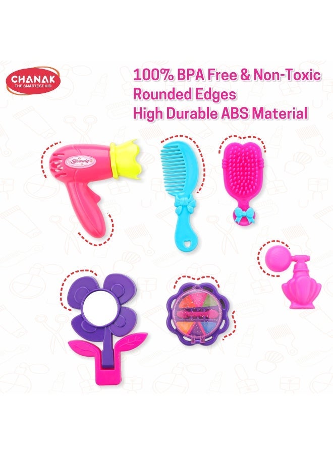 Chanak Beauty Set Suitcase On Wheel, The Ultimate Beauty Set On Wheels for Girls, Makeup Kit is Easy to Clean & Use, Portable Beauty Set with 23 Pieces for 3 Years  (Beauty Set Suitcase) - Image 5