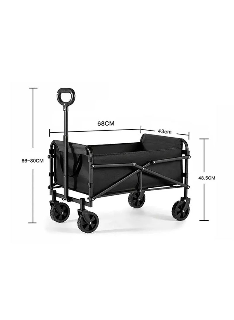 FIRST PRO Heavy-Duty Collapsible Folding Wagon Cart 200KG – Large Utility Trolley with Adjustable Handle & All-Terrain Wheels for Camping, Beach, Shopping & Gardening (Black)  - Image 5