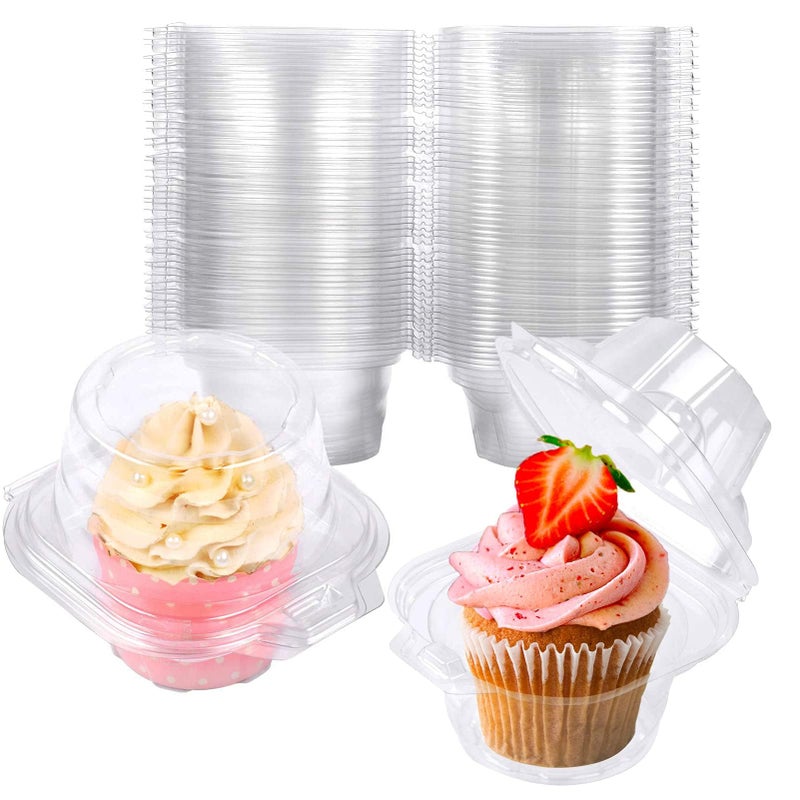 NPLUX 150 Pack Individual Cupcake Containers Plastic Cupcake Boxes Cupcake Holders Stackable Deep Dome Cupcake Carrier