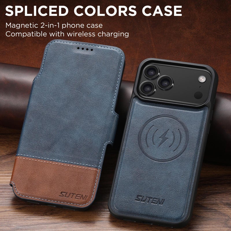 Suteni For Iphone 17 Pro Max Q06 2-In-1 Multi-Function Detachable Wallet Magsafe Phone Case(Blue) - Image 2