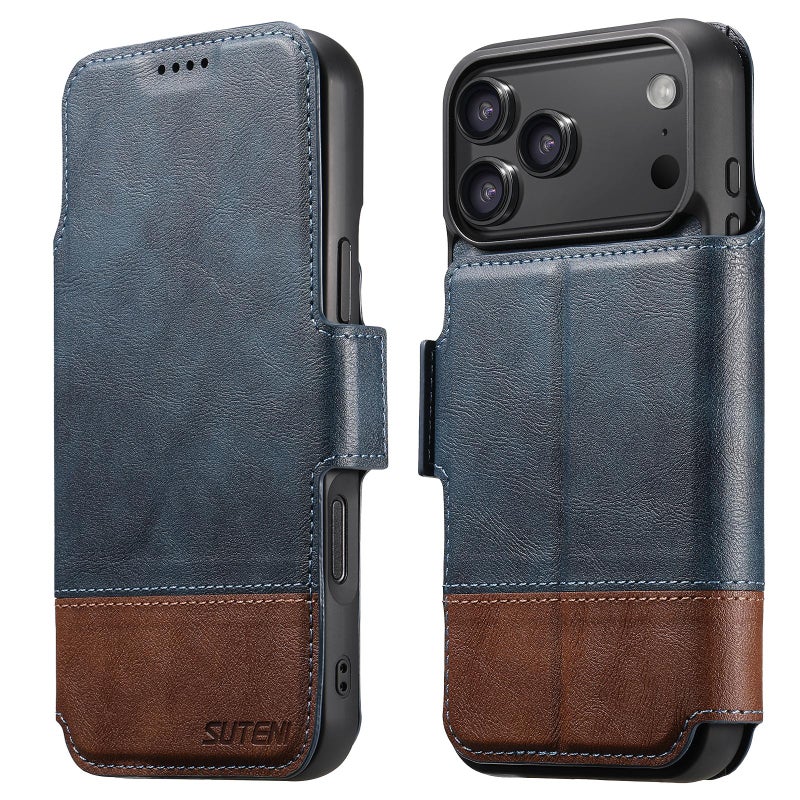 Suteni For Iphone 17 Pro Max Q06 2-In-1 Multi-Function Detachable Wallet Magsafe Phone Case(Blue) - Image 1
