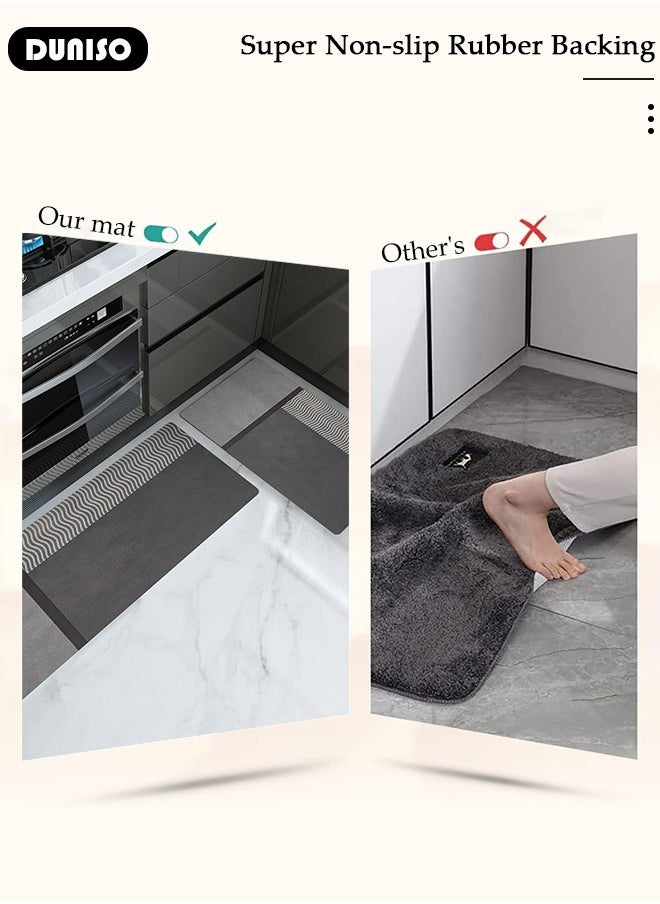 DUNISO 2 PCS Kitchen Mats and Rugs Set , Non Slip Heavy Duty Standing Mat, Quick Dry Diatom Mud Floor Mat, Extra Soft and Absorbent Floor Mats for Kitchen, Bath, Office, Laundry(40*60cm+40*120cm)  - Image 3