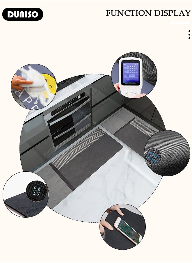 DUNISO 2 PCS Kitchen Mats and Rugs Set , Non Slip Heavy Duty Standing Mat, Quick Dry Diatom Mud Floor Mat, Extra Soft and Absorbent Floor Mats for Kitchen, Bath, Office, Laundry(40*60cm+40*120cm)  - Image 5