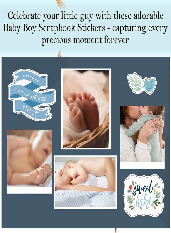 Trendzeen Baby Boy Scrapbook Stickers - Cute Baby Boy Stickers for Scrapbooking, Album, Milestone Book, Journal - Its a Boy Themed Embellishments with Animals, Phrases, Blue Aesthetic Designs - 2 Items Set - Image 3