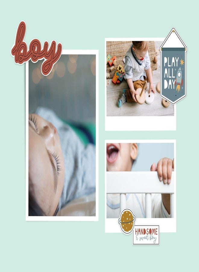 Trendzeen Baby Boy Scrapbook Stickers - Cute Baby Boy Stickers for Scrapbooking, Album, Milestone Book, Journal - Its a Boy Themed Embellishments with Animals, Phrases, Blue Aesthetic Designs - 2 Items Set - Image 4