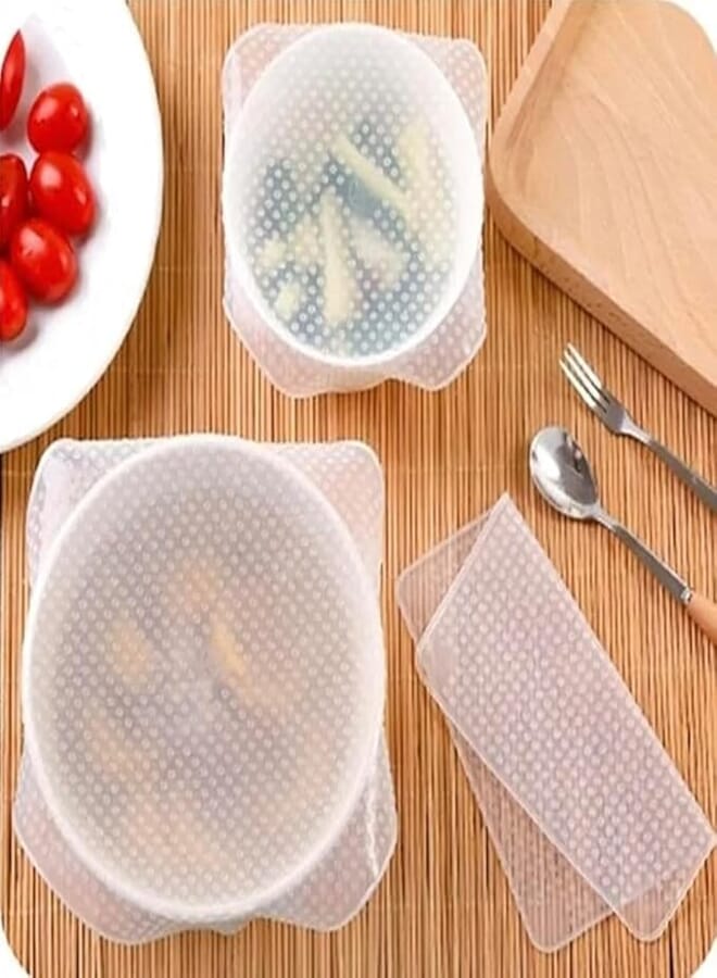 4pcs Silicone Bowl Cover Clear Reusable Stretch Food Saver Wraps Seal Cover Safe in Microwave