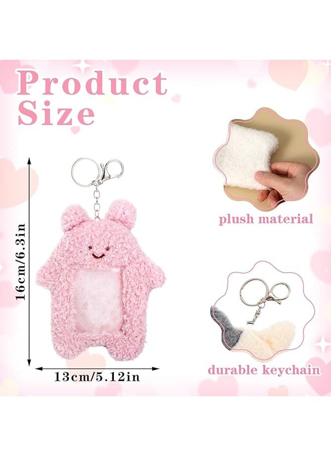 2PCS Photocard Holder,Cartoon Plush Photocard Holder Outdoor Girl Korean Style ID Card Cover Protective Case Card - Image 2