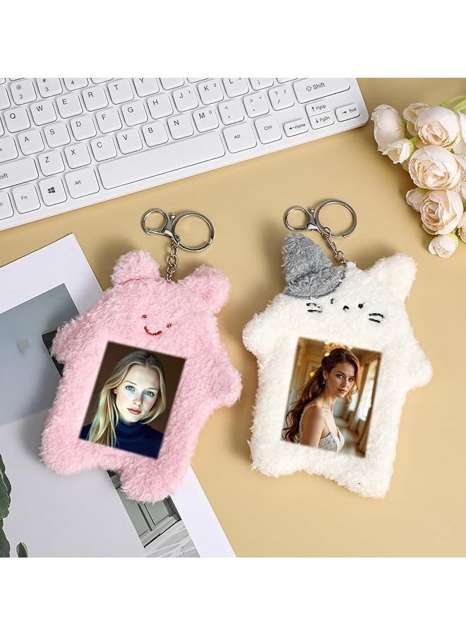 2PCS Photocard Holder,Cartoon Plush Photocard Holder Outdoor Girl Korean Style ID Card Cover Protective Case Card - Image 3