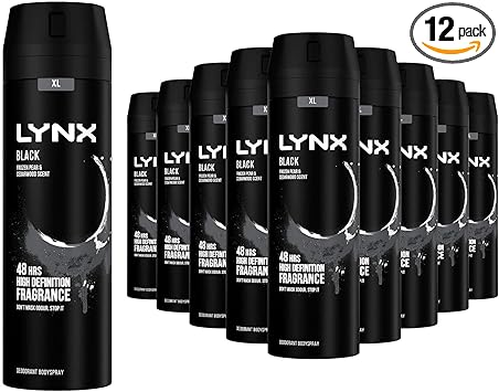 Lynx XL Black 48Hrs High Definition Frozen Pear Cedarwood Scent Deodourant Bodyspray 12 X 200ml - Image 1