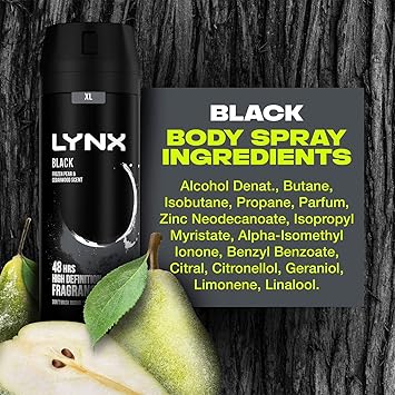 Lynx XL Black 48Hrs High Definition Frozen Pear Cedarwood Scent Deodourant Bodyspray 12 X 200ml - Image 5