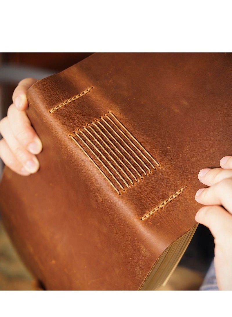 Generic Leather Bound Journal for Men Women Rustic Vintage Handmade Large Writing Notebook for Business Travel Daily Notepad Sketchbook Gift Brown  - Image 4