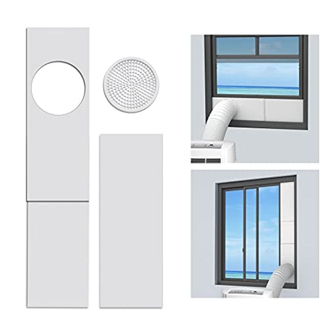 LBG Products Portable Air Conditioner Window Seal Plates Kit, Vertical AC Window Unit, Adjustable Seal AC Window Vent Kit for Exhaust Hose, Universal for Ducting with 5.9 inches Diameter - Image 1