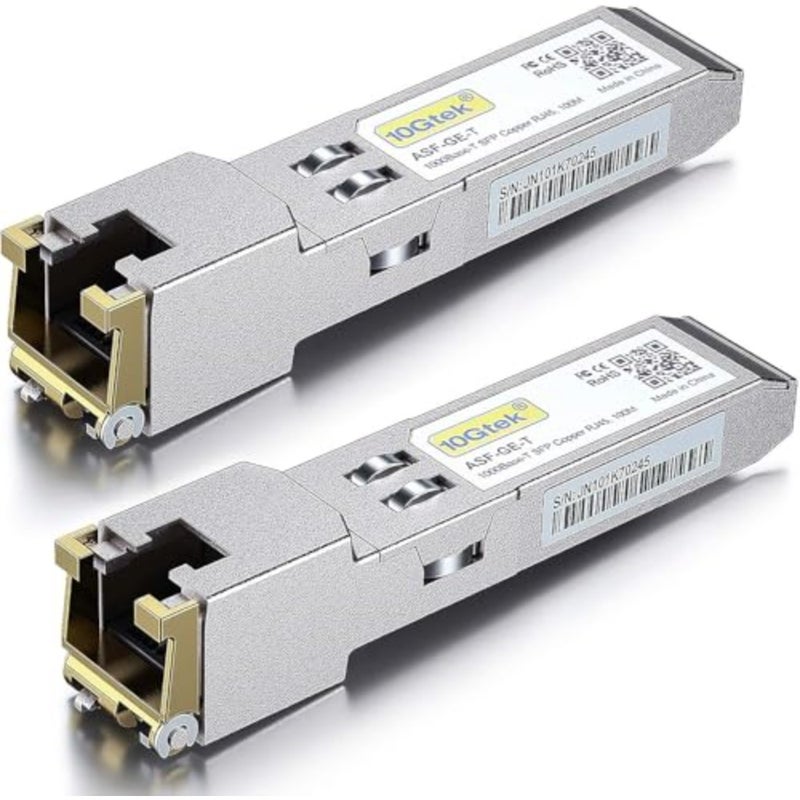 وحدة 1G SFP إلى RJ45 Mini-GBIC لمفاتيح الشبكة، النحاس، الأسود، توافق التوصيل والتشغيل مع Cisco GLC-T، Meraki، UniFi، Netgear، Zyxel، D-Link، TP-Link - Image 1