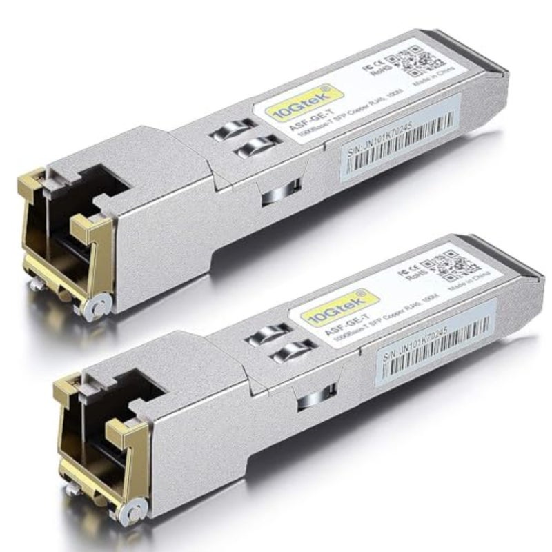 وحدة 1G SFP إلى RJ45 Mini-GBIC لمفاتيح الشبكة، النحاس، الأسود، توافق التوصيل والتشغيل مع Cisco GLC-T، Meraki، UniFi، Netgear، Zyxel، D-Link، TP-Link - Image 2