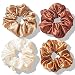 Cabaubl 4pcs Silk Satin Hair Ties,Oversized Soft Hair Scrunchies for Women Girls Gift,Elastic Ponytail Holder Decorations,Hair Style Accessories,Light brown, coffee, dark brown, off-white Scrunchy - Image 2