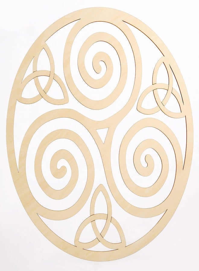 Fourth Level Manufacturing Fourth Level Mfg. Designs Triskele Knot Wooden Wall Art (I Irish Symbols,Celtic Triple Spiral, Celtic Decor, Irish Wall Art, Triple Helix Spiral) Natural Wood - Image 1