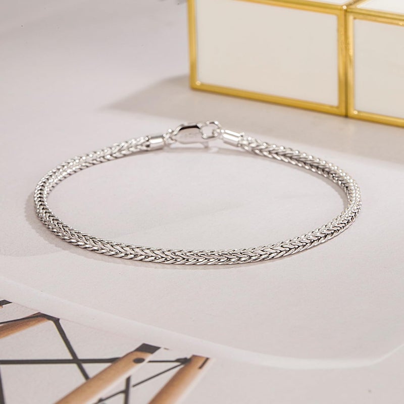Dankadi Dainty 925 Sterling Silver Chopin Chain Bracelet Women Bohemian Stackable Figaro/Box/Snake Bracelet 2MM 5 "5.9" 6.3 "6.7" 7 "7.5" 8" Jewelry Gift (Silver, 6.3 inches) - Image 4