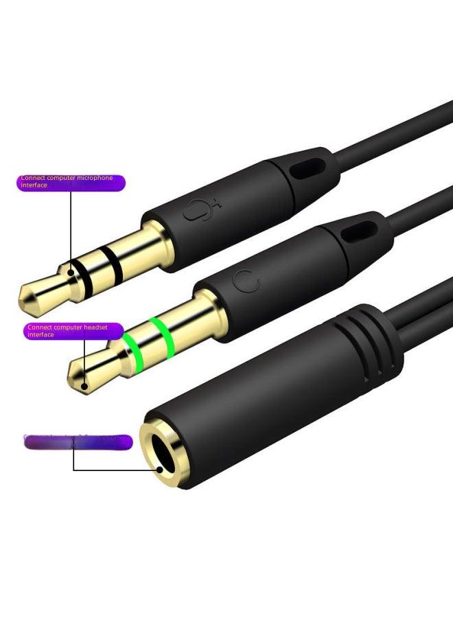 Mobile Phone Microphone One Minute Two Audio Adapter Cable Headset Conversion Computer Headset 3.5 Two-in-one Splitter-Color:Noodle Line Two-in-one  - Image 3