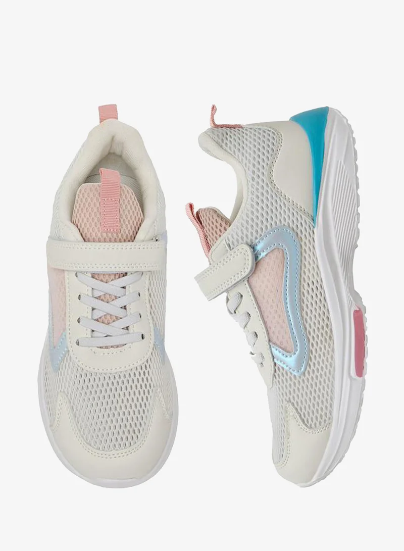 Girls Panelled Hook & Loop Ankle School Sneakers