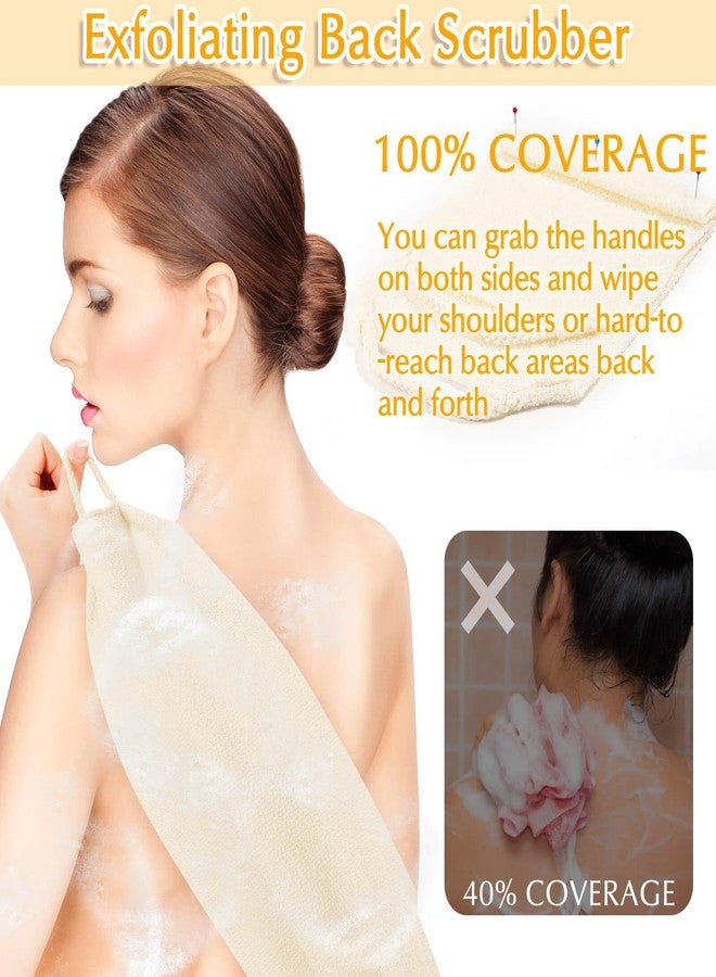 Anezus Exfoliating Back Scrubber Bath Gloves Set, Exfoliating Shower Towel with Shower Gloves for Body Scrub, Back Cleaner Wash Gloves to Remove Dead Skin (Beige) - Image 4