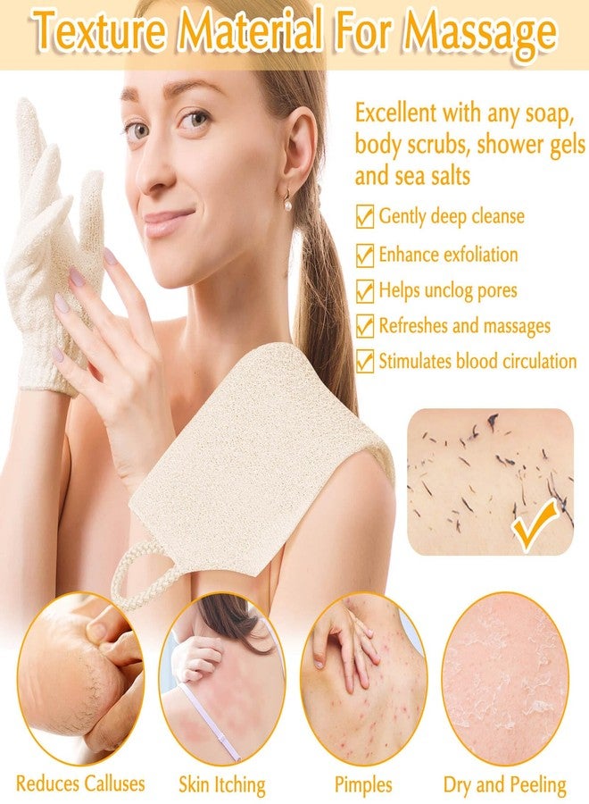Anezus Exfoliating Back Scrubber Bath Gloves Set, Exfoliating Shower Towel with Shower Gloves for Body Scrub, Back Cleaner Wash Gloves to Remove Dead Skin (Beige) - Image 2