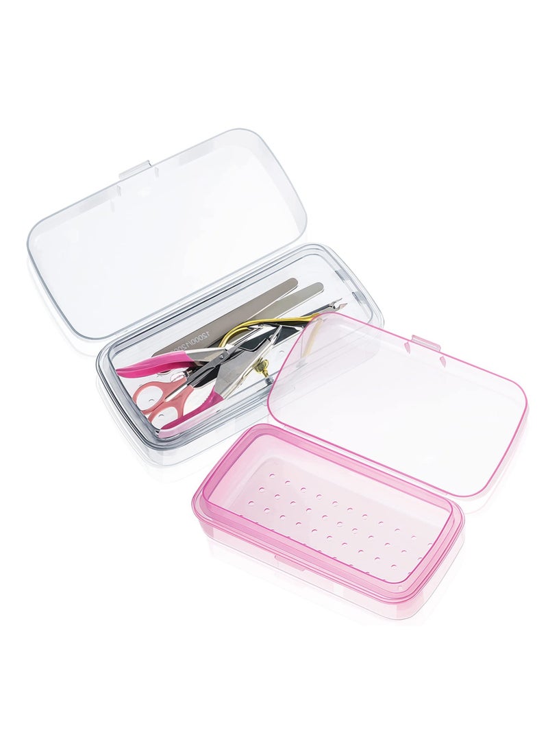 Excefore Plastic Nail Tool Sterilizer Box, 2 Pcs Plastic Sterilizing Tray, Plastic Clean Sterilizing Box Storage Organizer, for Nail, Tweezers, Eyelash Extensions, Spa & Cutter Manicure Equipment  - Image 1