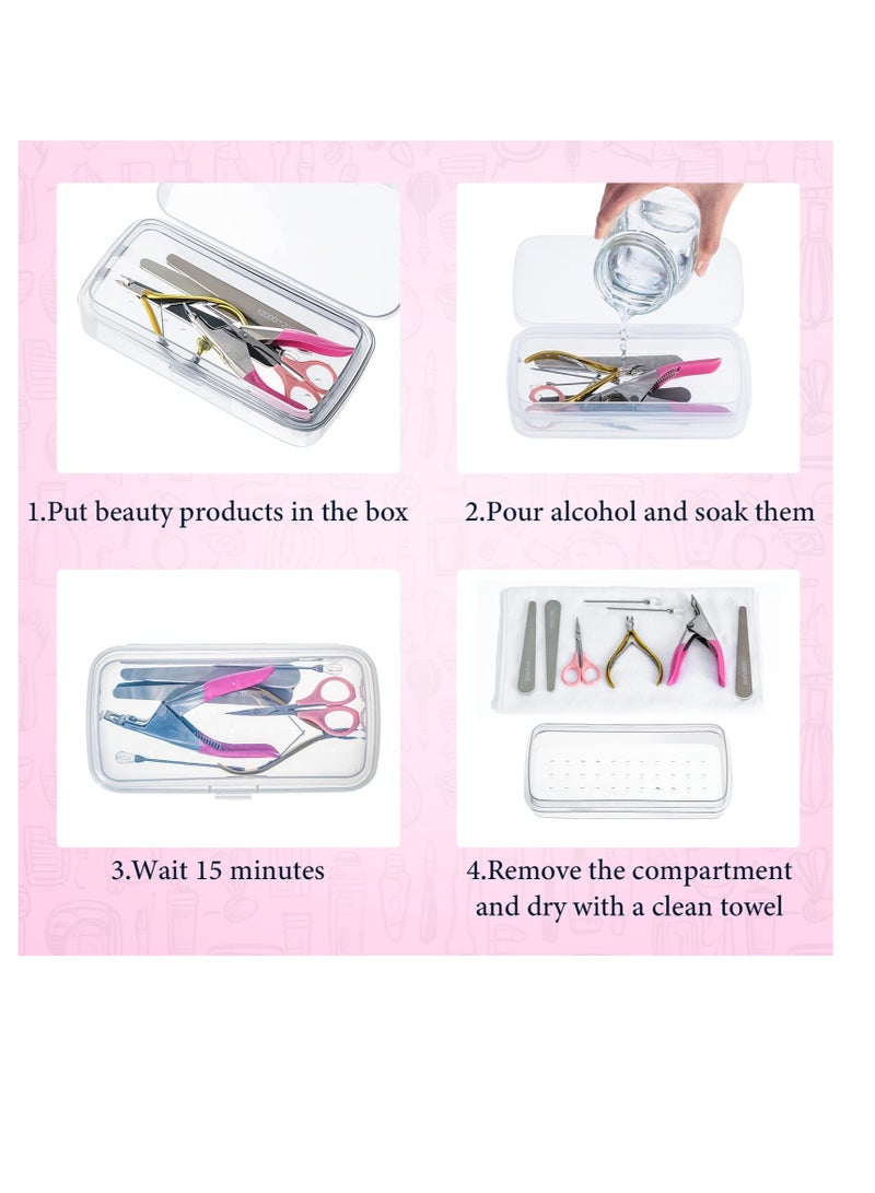 Excefore Plastic Nail Tool Sterilizer Box, 2 Pcs Plastic Sterilizing Tray, Plastic Clean Sterilizing Box Storage Organizer, for Nail, Tweezers, Eyelash Extensions, Spa & Cutter Manicure Equipment  - Image 4