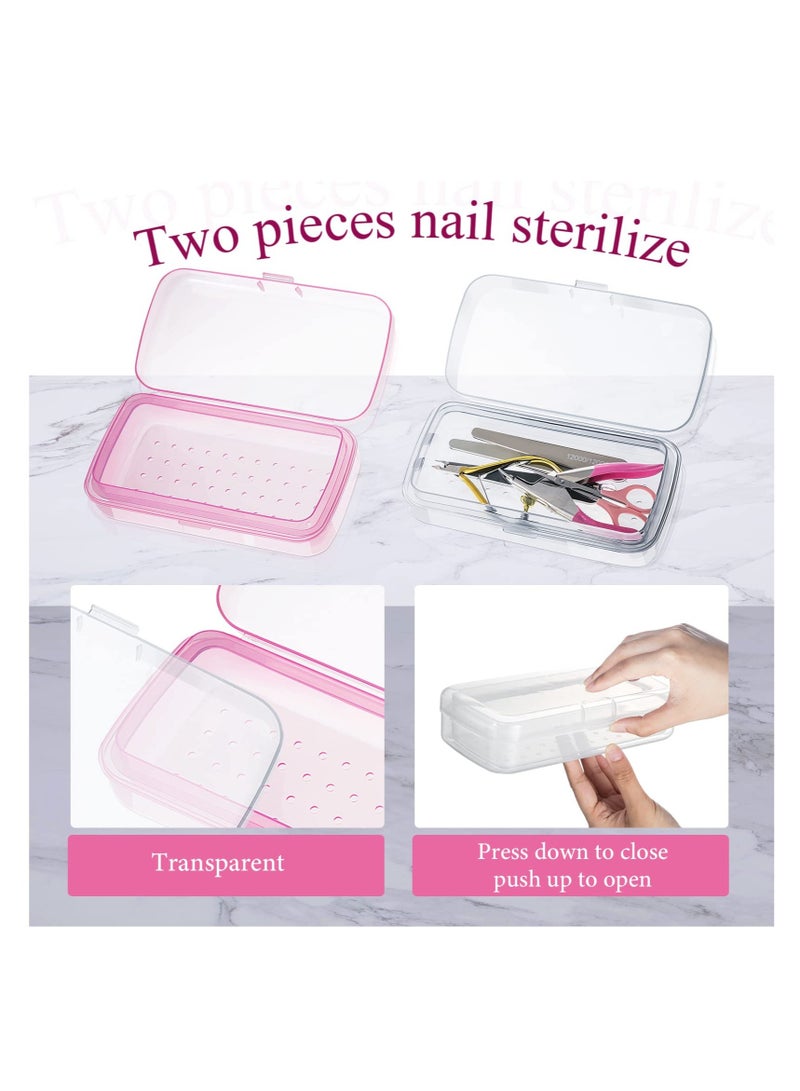 Excefore Plastic Nail Tool Sterilizer Box, 2 Pcs Plastic Sterilizing Tray, Plastic Clean Sterilizing Box Storage Organizer, for Nail, Tweezers, Eyelash Extensions, Spa & Cutter Manicure Equipment  - Image 2