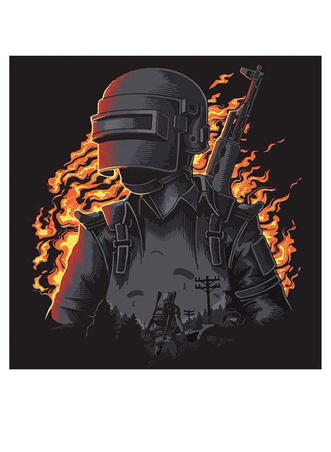 RYN PUBG Game Themed Wall Art Black/Gold/Grey 30x30cm - Image 2