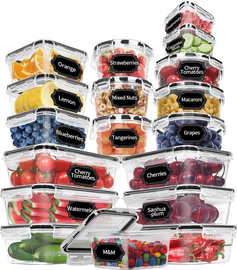 Skroam 36 Pack Food Storage Containers (18 Airtight Kitchen Storage & 18 Lids)  Plastic BPA-Free Meal Prep Container for Pantry Organizers and Storage with Free Labels & Marker - Image 1