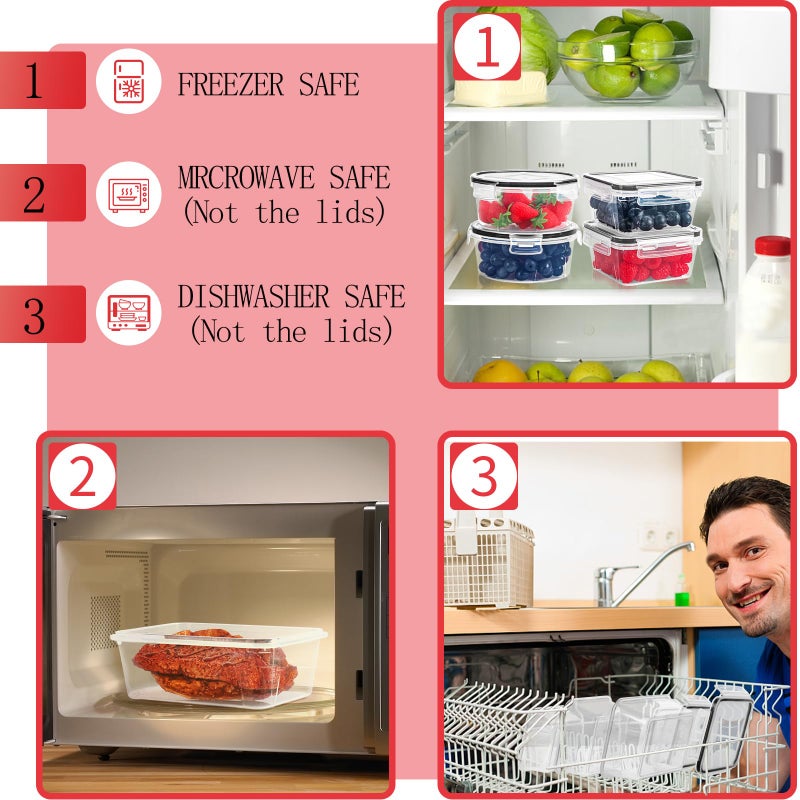 Skroam 36 Pack Food Storage Containers (18 Airtight Kitchen Storage & 18 Lids)  Plastic BPA-Free Meal Prep Container for Pantry Organizers and Storage with Free Labels & Marker - Image 5