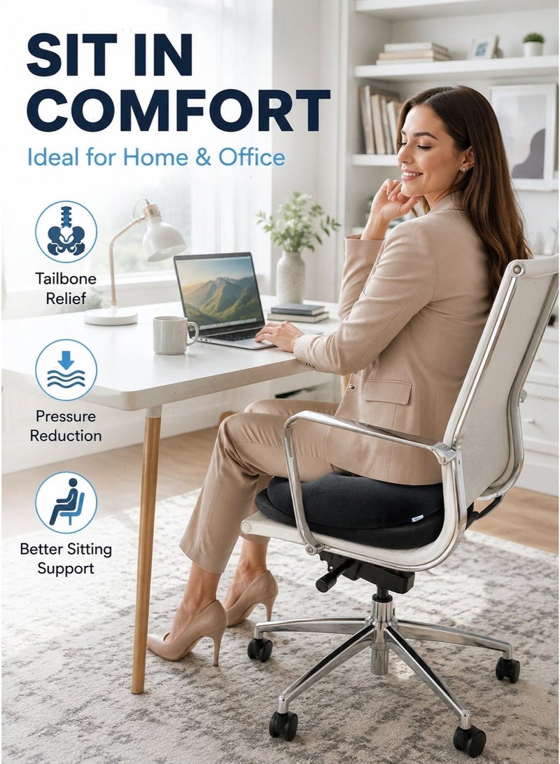 Black Donut Memory Foam Seat Cushion, Coccyx Pain Relief Pillow for Sciatica, Pregnancy, Prostate & Post-Surgery, Home Car Office Use - Image 5